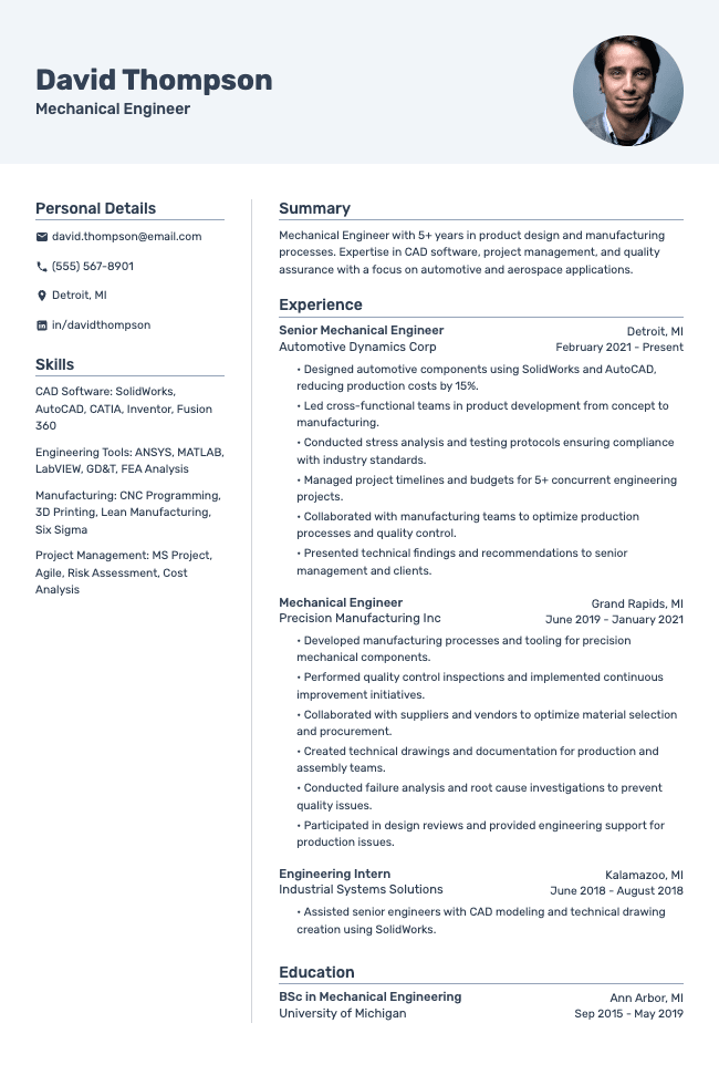 Vivid resume template preview