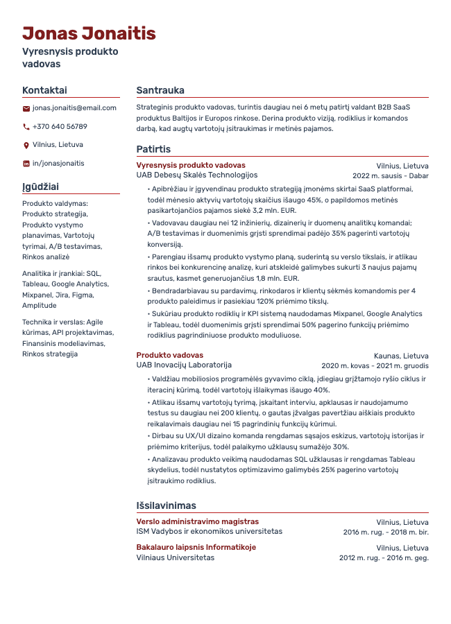 Impact resume template preview